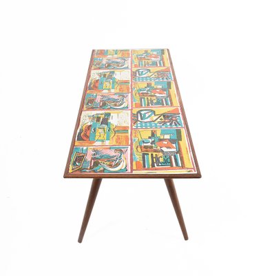 Mid-Century Italian Printed Wood and Plastic Coffee Table Attributed to De Poli, 1950s-JDR-1126156