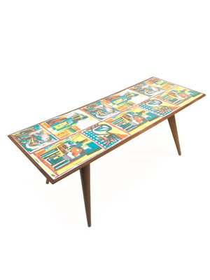 Mid-Century Italian Printed Wood and Plastic Coffee Table Attributed to De Poli, 1950s-JDR-1126156