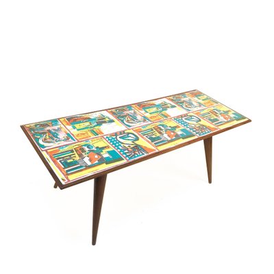 Mid-Century Italian Printed Wood and Plastic Coffee Table Attributed to De Poli, 1950s-JDR-1126156