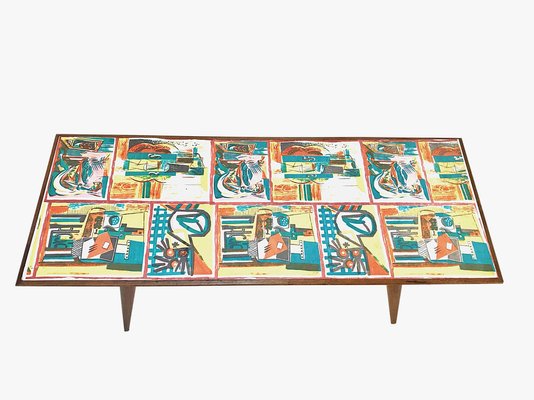 Mid-Century Italian Printed Wood and Plastic Coffee Table Attributed to De Poli, 1950s-JDR-1126156