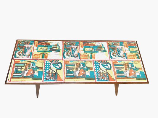 Mid-Century Italian Printed Wood and Plastic Coffee Table Attributed to De Poli, 1950s-JDR-1126156