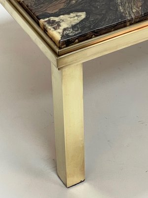 Mid-Century Italian Quartzite Marble & Brass Coffee Table, 1970s-JDR-1214735