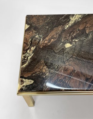 Mid-Century Italian Quartzite Marble & Brass Coffee Table, 1970s-JDR-1214735