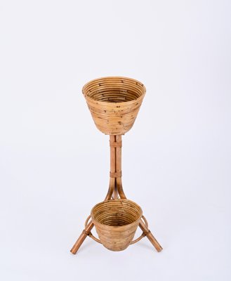 Mid-Century Italian Rattan and Bamboo Flower Stand Plant Holder, 1960s-JDR-1794023