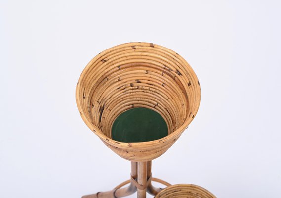 Mid-Century Italian Rattan and Bamboo Flower Stand Plant Holder, 1960s-JDR-1794023