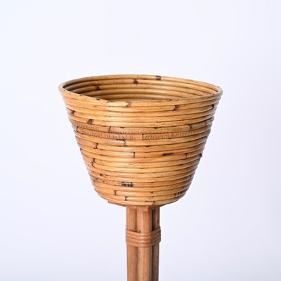 Mid-Century Italian Rattan and Bamboo Flower Stand Plant Holder, 1960s-JDR-1794023