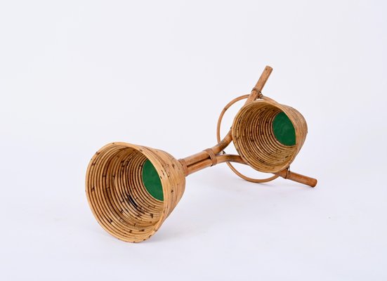 Mid-Century Italian Rattan and Bamboo Flower Stand Plant Holder, 1960s-JDR-1794023