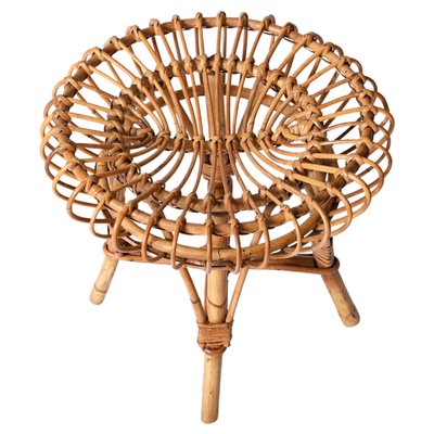 Mid-Century Italian Rattan and Bamboo Ottoman by Franco Albini, 1960s-JDR-1359067