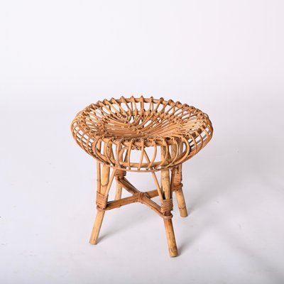 Mid-Century Italian Rattan and Bamboo Ottoman by Franco Albini, 1960s-JDR-1359067