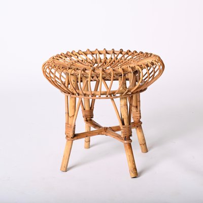 Mid-Century Italian Rattan and Bamboo Ottoman by Franco Albini, 1960s-JDR-1359067