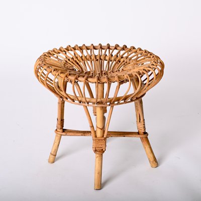 Mid-Century Italian Rattan and Bamboo Ottoman by Franco Albini, 1960s-JDR-1359067