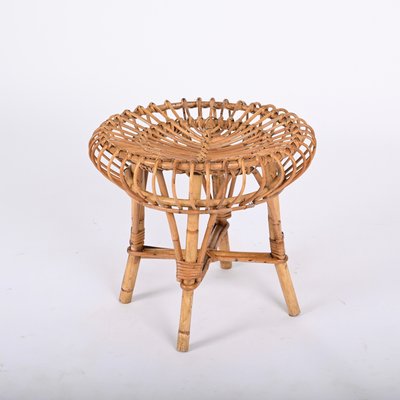 Mid-Century Italian Rattan and Bamboo Ottoman by Franco Albini, 1960s-JDR-1359067