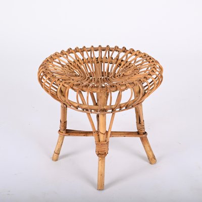 Mid-Century Italian Rattan and Bamboo Ottoman by Franco Albini, 1960s-JDR-1359067