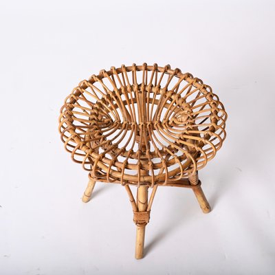 Mid-Century Italian Rattan and Bamboo Ottoman by Franco Albini, 1960s-JDR-1359067