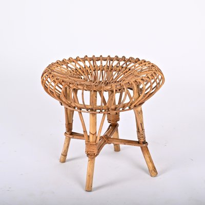 Mid-Century Italian Rattan and Bamboo Ottoman by Franco Albini, 1960s-JDR-1359067