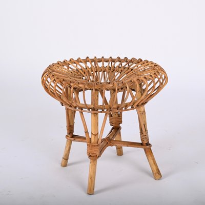 Mid-Century Italian Rattan and Bamboo Ottoman by Franco Albini, 1960s-JDR-1359067