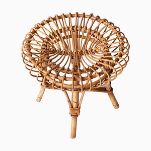 Mid-Century Italian Rattan and Bamboo Ottoman by Franco Albini, 1960s-JDR-1359067