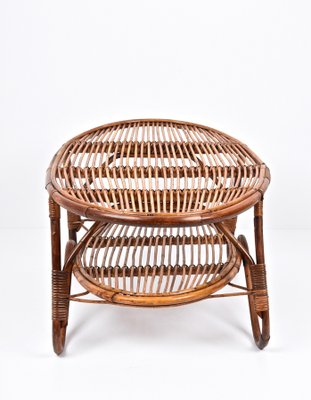 Mid-Century Italian Rattan and Bamboo Oval Coffee Table, 1950s-JDR-1125611