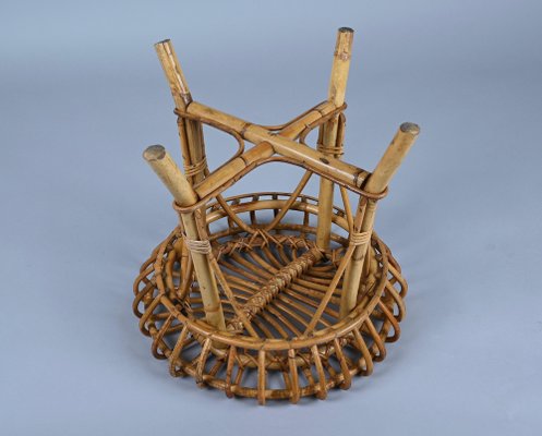 Mid-Century Italian Rattan and Bamboo Stool or Ottoman by Franco Albini, 1960s-JDR-1221892