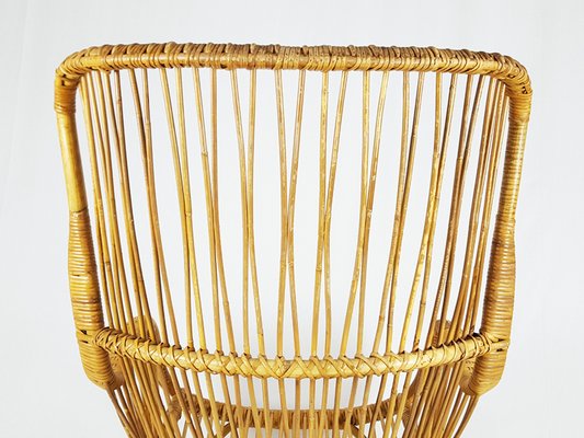 Mid-Century Italian Rattan and Rush Armchair, 1960s-RD-2034502