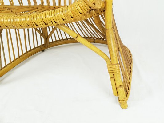 Mid-Century Italian Rattan and Rush Armchair, 1960s-RD-2034502