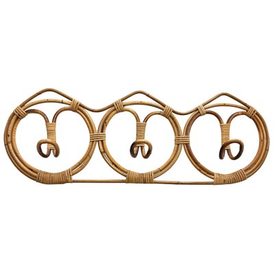 Mid-Century Italian Rattan & Bamboo Coat Hook, 1960s-JDR-1126003