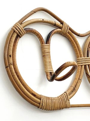 Mid-Century Italian Rattan & Bamboo Coat Hook, 1960s-JDR-1126003