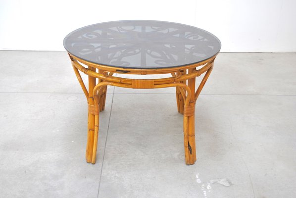 Mid-Century Italian Rattan Dining Table-JQO-906281