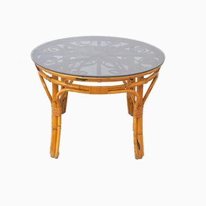 Mid-Century Italian Rattan Dining Table-JQO-906281