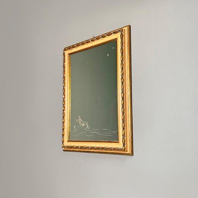 Mid-Century Italian Rectangular Mirror with Drawing, 1940s-GDD-1350929