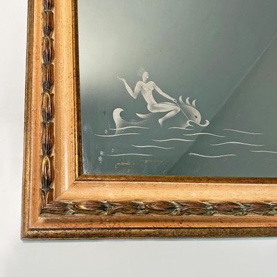 Mid-Century Italian Rectangular Mirror with Drawing, 1940s-GDD-1350929