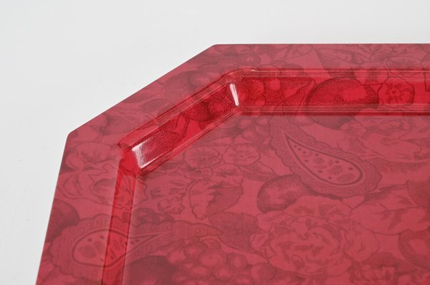 Mid-Century Italian Red Acrylic Serving Tray, 1980s-JDR-1764120