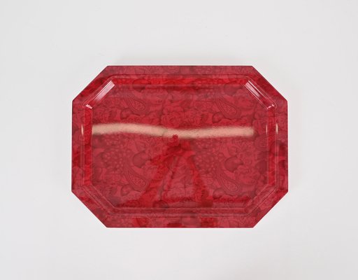 Mid-Century Italian Red Acrylic Serving Tray, 1980s-JDR-1764120