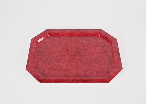 Mid-Century Italian Red Acrylic Serving Tray, 1980s-JDR-1764120