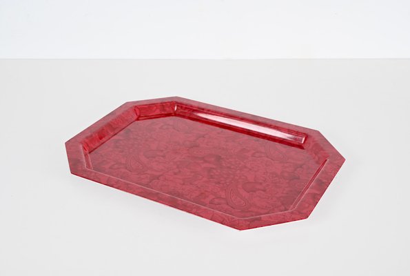 Mid-Century Italian Red Acrylic Serving Tray, 1980s-JDR-1764120