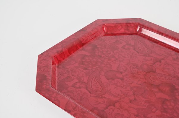 Mid-Century Italian Red Acrylic Serving Tray, 1980s-JDR-1764120