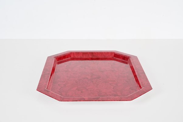 Mid-Century Italian Red Acrylic Serving Tray, 1980s-JDR-1764120