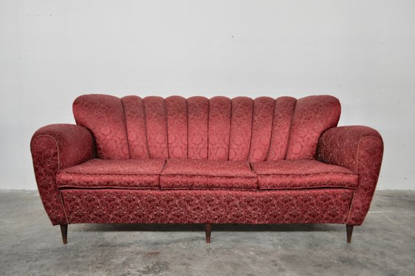 Mid-Century Italian Red and Gold 3-Seater Sofa by Paolo Buffa, 1950s-KNM-618334