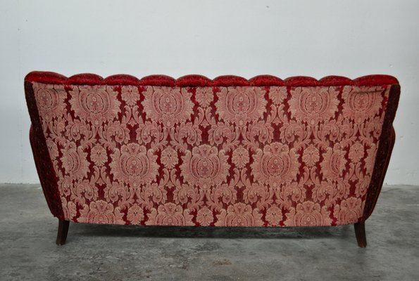 Mid-Century Italian Red and Gold 3-Seater Sofa by Paolo Buffa, 1950s-KNM-618334