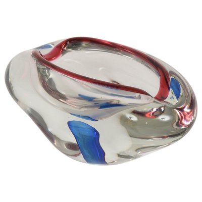 Mid-Century Italian Red, Blue and Crystal Murano Sommerso Glass Bowl by Flavio Poli, 1960-JDR-1126106