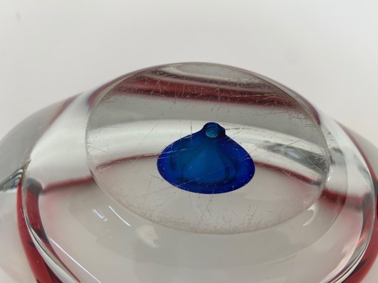 Mid-Century Italian Red, Blue and Crystal Murano Sommerso Glass Bowl by Flavio Poli, 1960-JDR-1126106