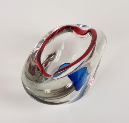 Mid-Century Italian Red, Blue and Crystal Murano Sommerso Glass Bowl by Flavio Poli, 1960-JDR-1126106