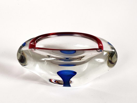 Mid-Century Italian Red, Blue and Crystal Murano Sommerso Glass Bowl by Flavio Poli, 1960-JDR-1126106