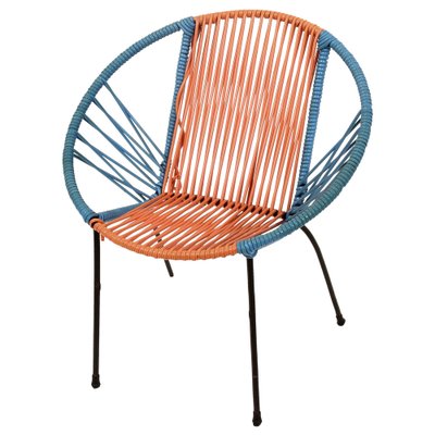 Mid-Century Italian Red & Blue Metal & Plastic Chair, 1950s-JDR-1126023