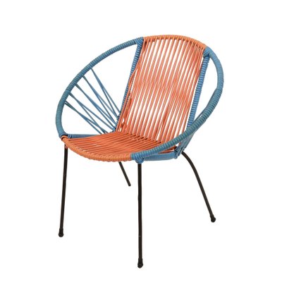 Mid-Century Italian Red & Blue Metal & Plastic Chair, 1950s-JDR-1126023