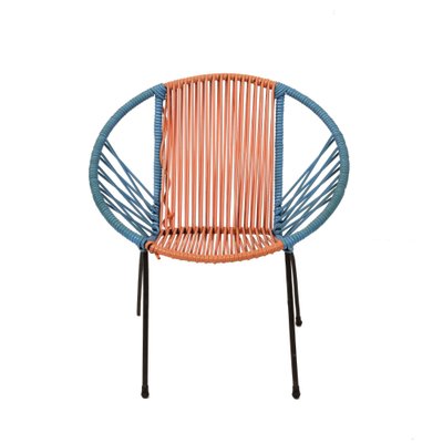 Mid-Century Italian Red & Blue Metal & Plastic Chair, 1950s-JDR-1126023