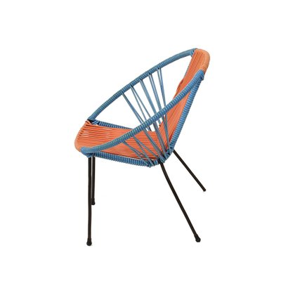 Mid-Century Italian Red & Blue Metal & Plastic Chair, 1950s-JDR-1126023