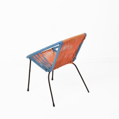 Mid-Century Italian Red & Blue Metal & Plastic Chair, 1950s-JDR-1126023