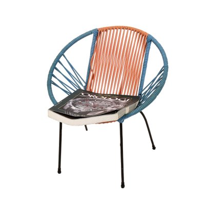 Mid-Century Italian Red & Blue Metal & Plastic Chair, 1950s-JDR-1126023