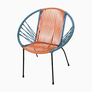 Mid-Century Italian Red & Blue Metal & Plastic Chair, 1950s-JDR-1126023